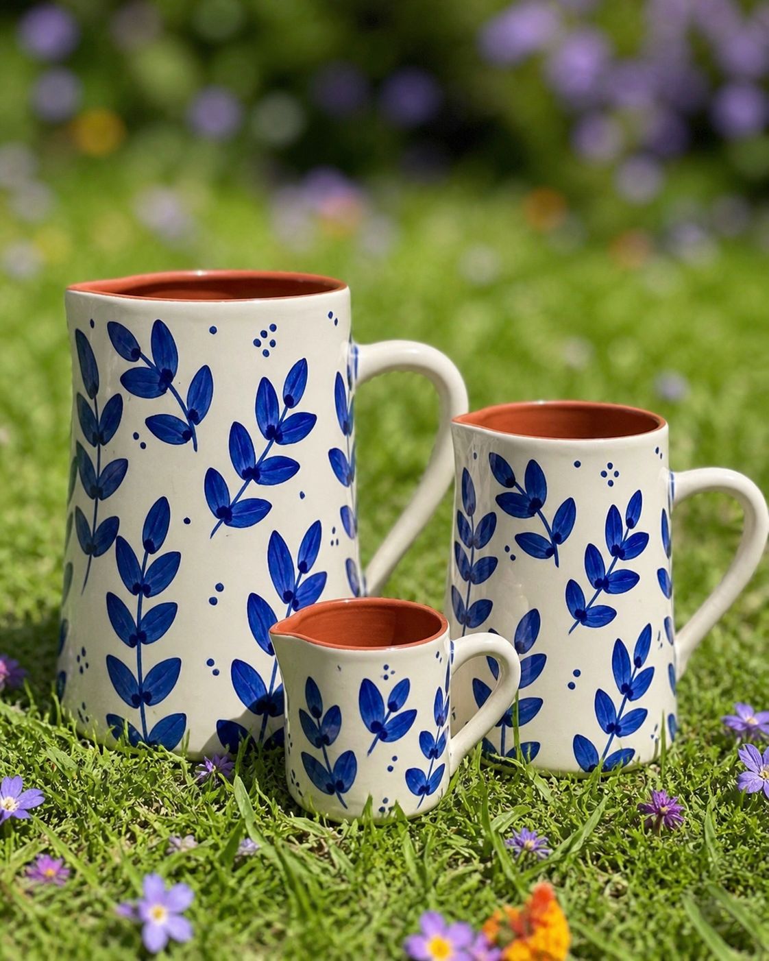 Blue leaf pitcher \ Pichet à feuilles bleues